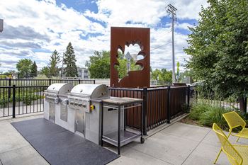Patio with Grilling Station at Track 29 Apartments, Minneapolis, Minnesota